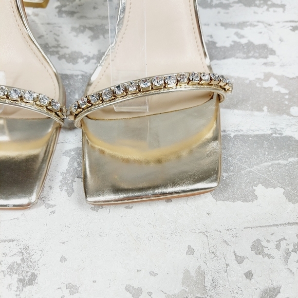 New Marc Fisher Karima Gold Leather Ankle Strap Heeled Sandals K1005 - Picture 7 of 11